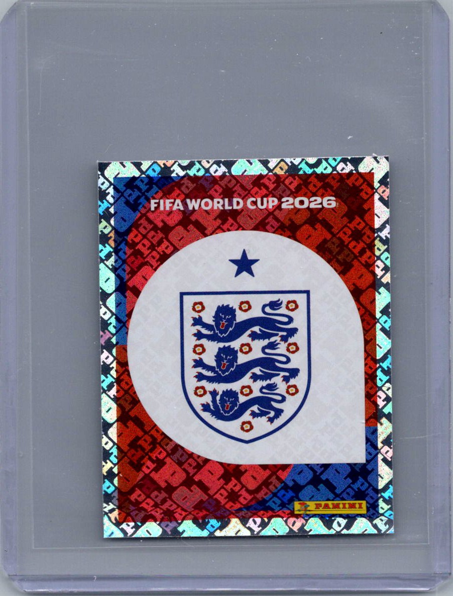 2026 Panini FIFA World Cup Stickers International Edition ("Printed in Italy" Back) Emblem FOIL #ENG1 front