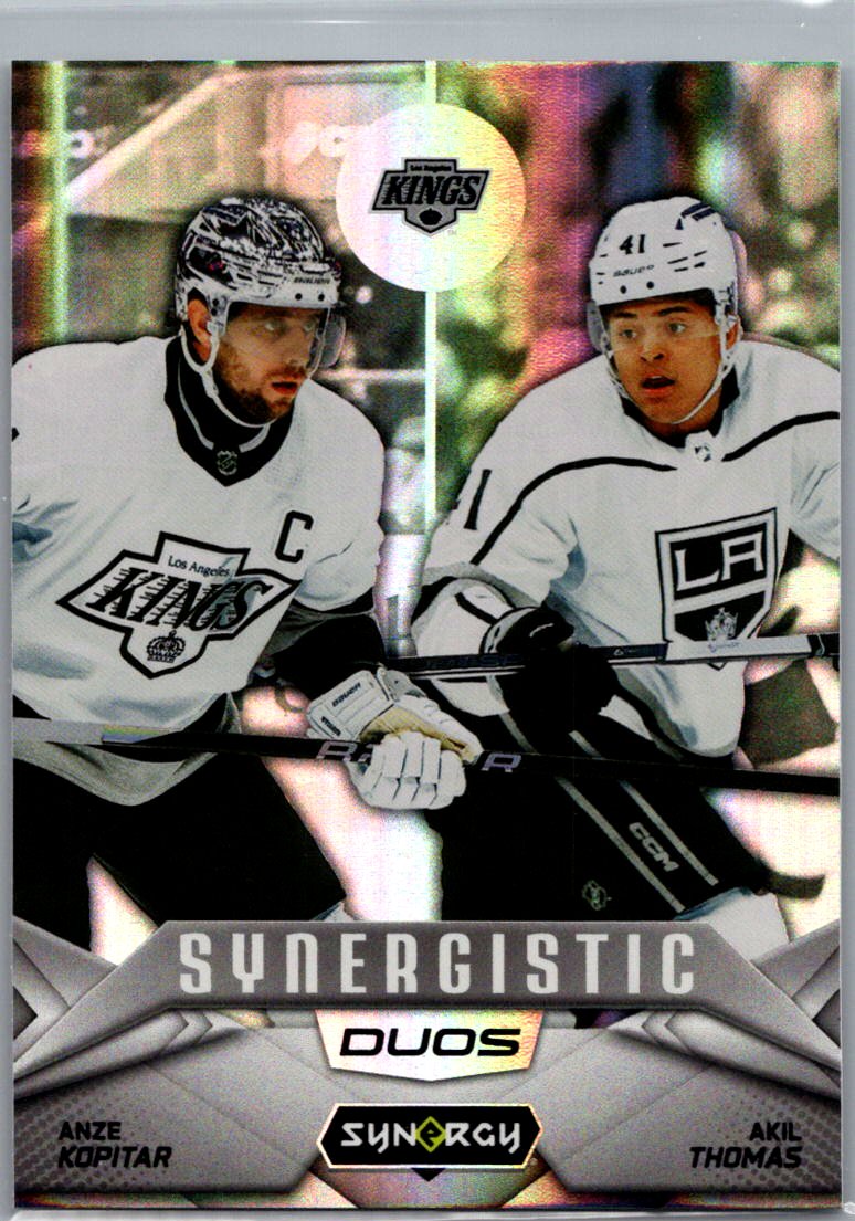 2024-25 Upper Deck Synergy - Synergistic Duos Stars and Rookies Anze Kopitar / Akil Thomas #SD-5 front