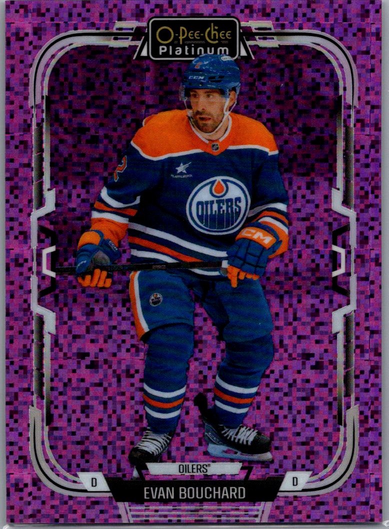 2025-26 O-Pee-Chee Platinum - Violet Pixels Evan Bouchard #104 SN299 front