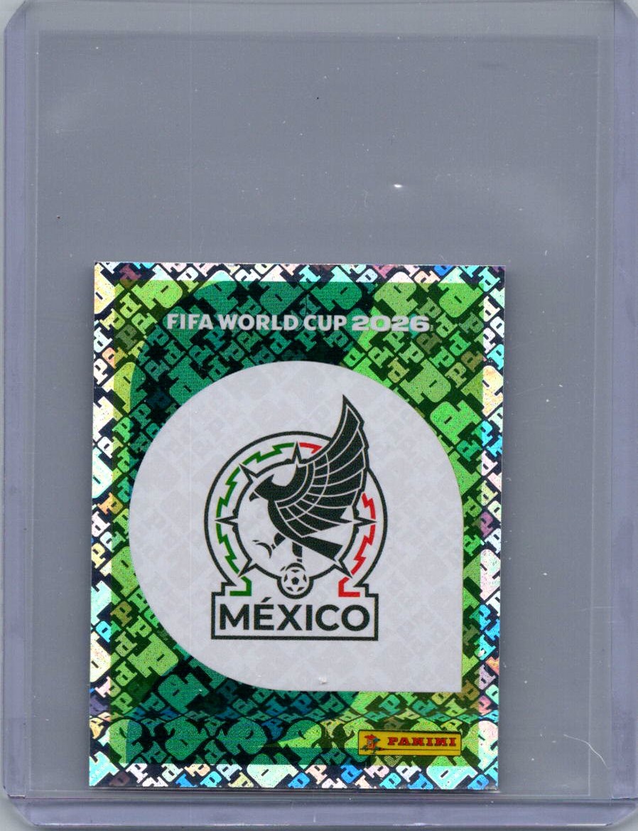 2026 Panini FIFA World Cup Stickers International Edition ("Printed in Italy" Back) Emblem FOIL #MEX1 front