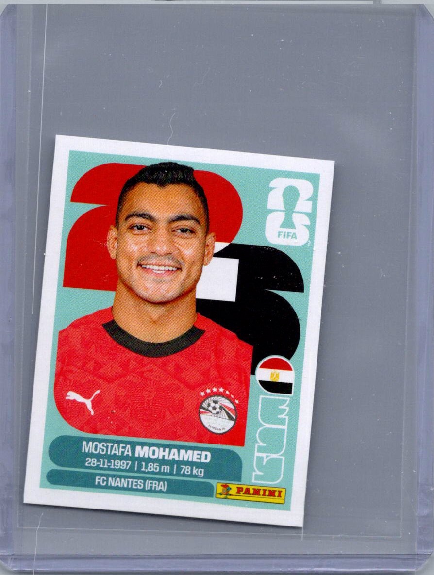 2026 Panini FIFA World Cup Stickers International Edition ("Printed in Italy" Back) Mostafa Mohamed #EGY18 front