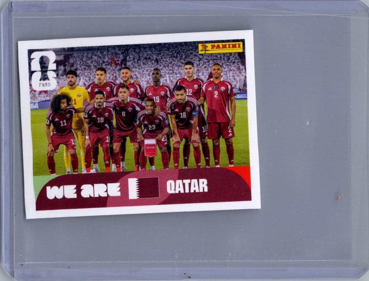 2026 Panini FIFA World Cup Stickers International Edition ("Printed in Italy" Back) Team Photo #QAT13 front