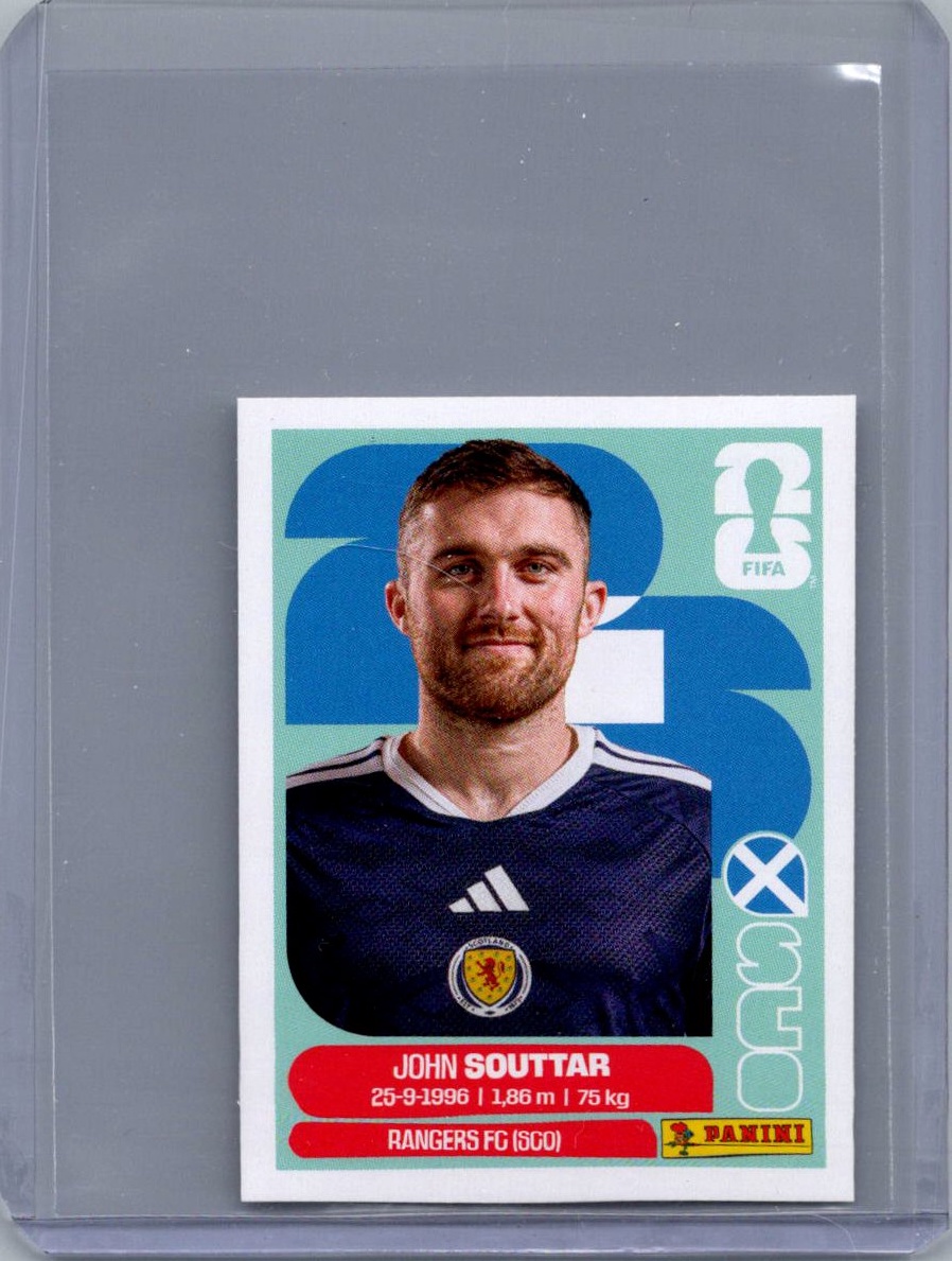 2026 Panini FIFA World Cup Stickers International Edition ("Printed in Italy" Back) John Souttar #SCO8 front