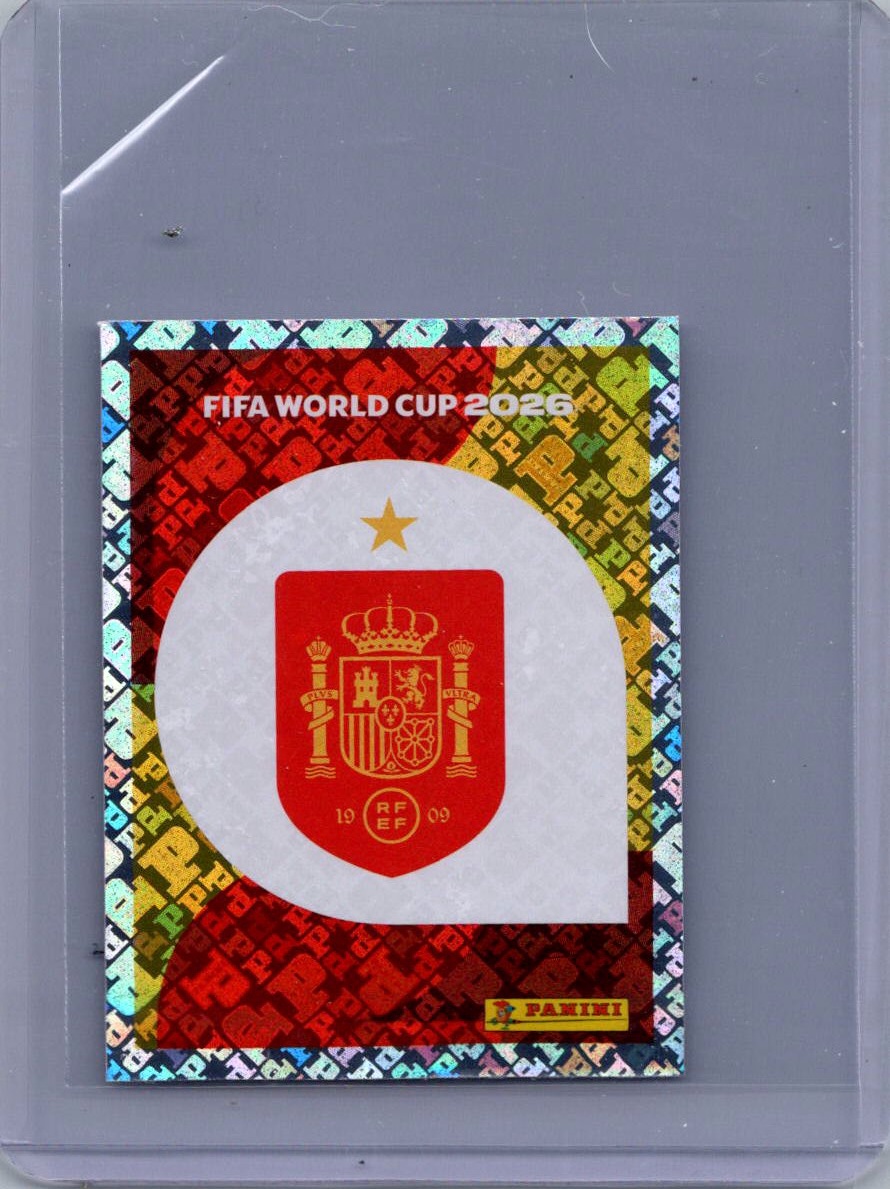 2026 Panini FIFA World Cup Stickers International Edition ("Printed in Italy" Back) Emblem FOIL #ESP1 front