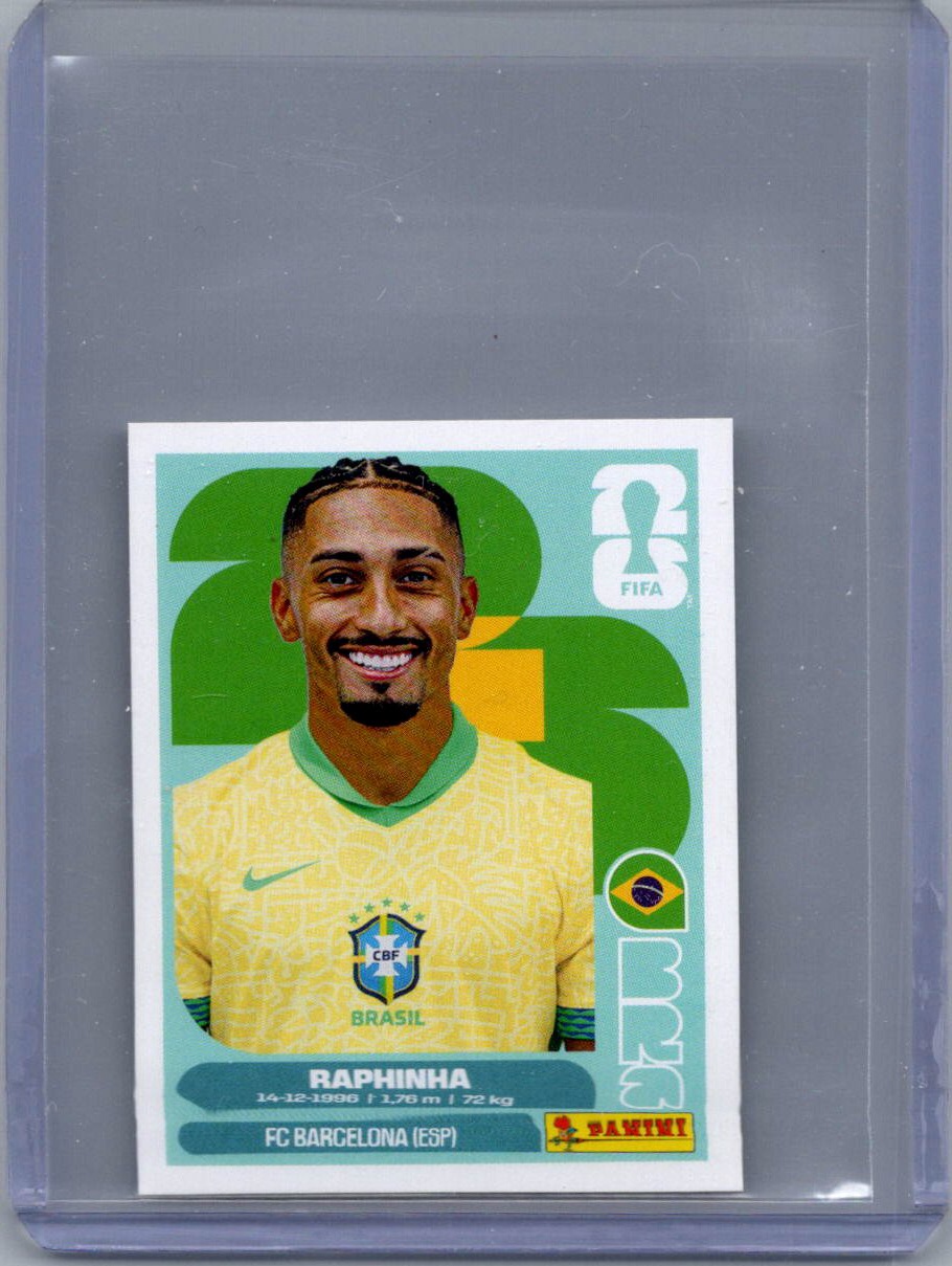 2026 Panini FIFA World Cup Stickers International Edition ("Printed in Italy" Back) Raphinha #BRA19 front