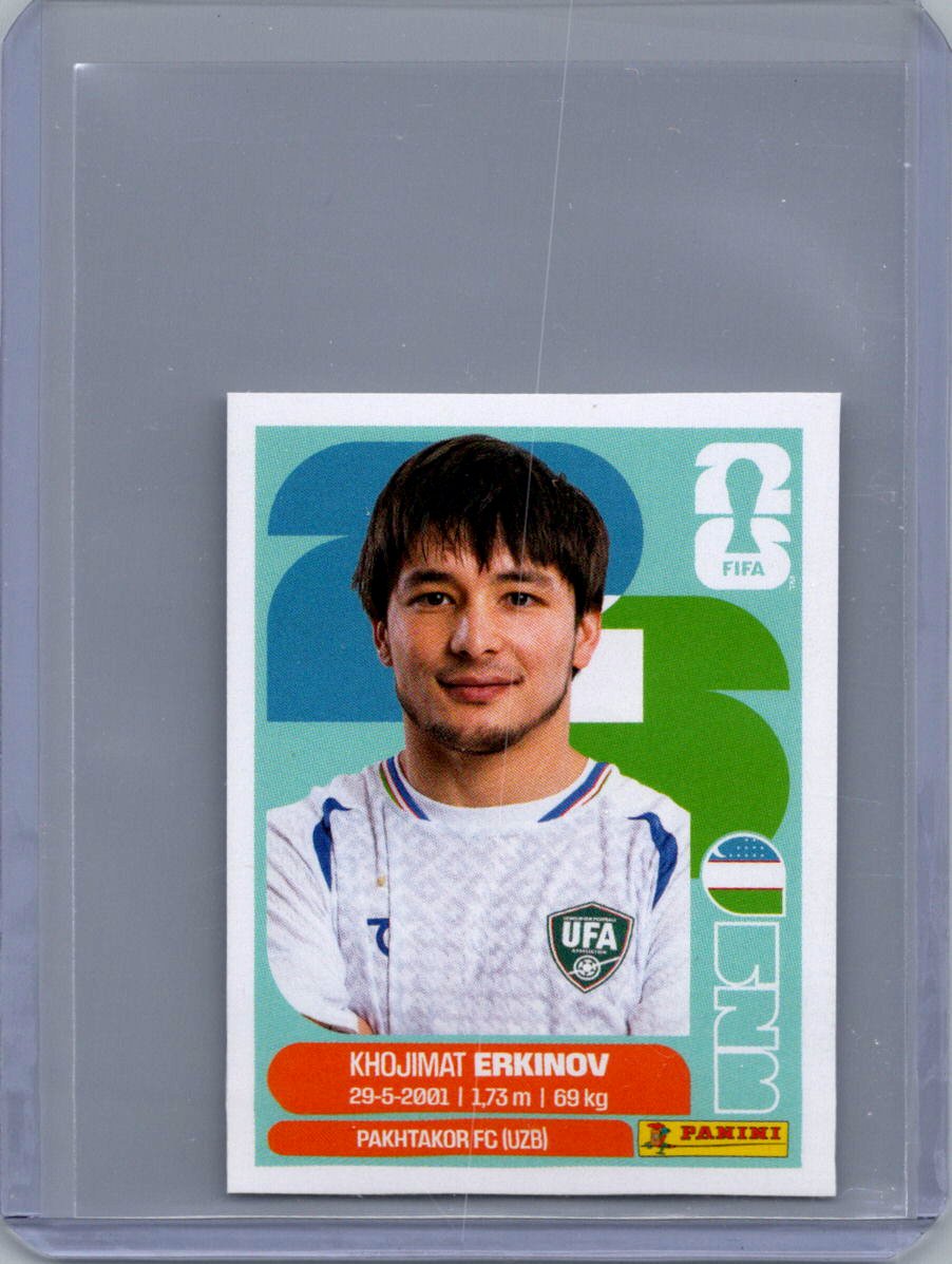 2026 Panini FIFA World Cup Stickers International Edition ("Printed in Italy" Back) Khojimat Erkinov #UZB15 front