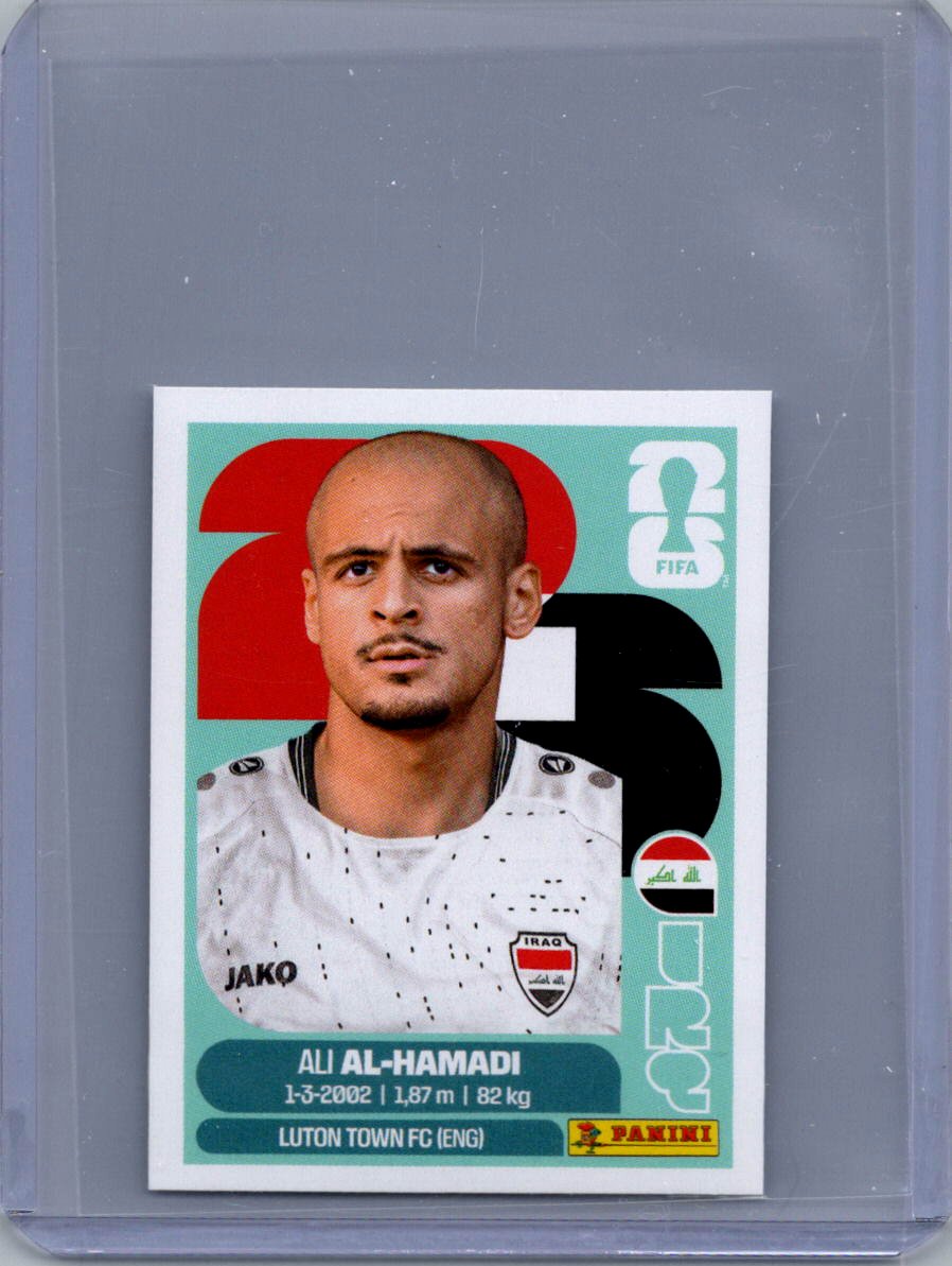 2026 Panini FIFA World Cup Stickers International Edition ("Printed in Italy" Back) Ali Al-Hamadi #IRQ18 front
