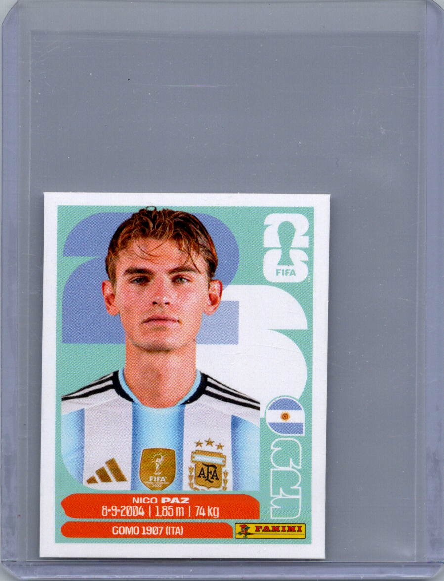 2026 Panini FIFA World Cup Stickers International Edition ("Printed in Italy" Back) Nico Paz #ARG14 front