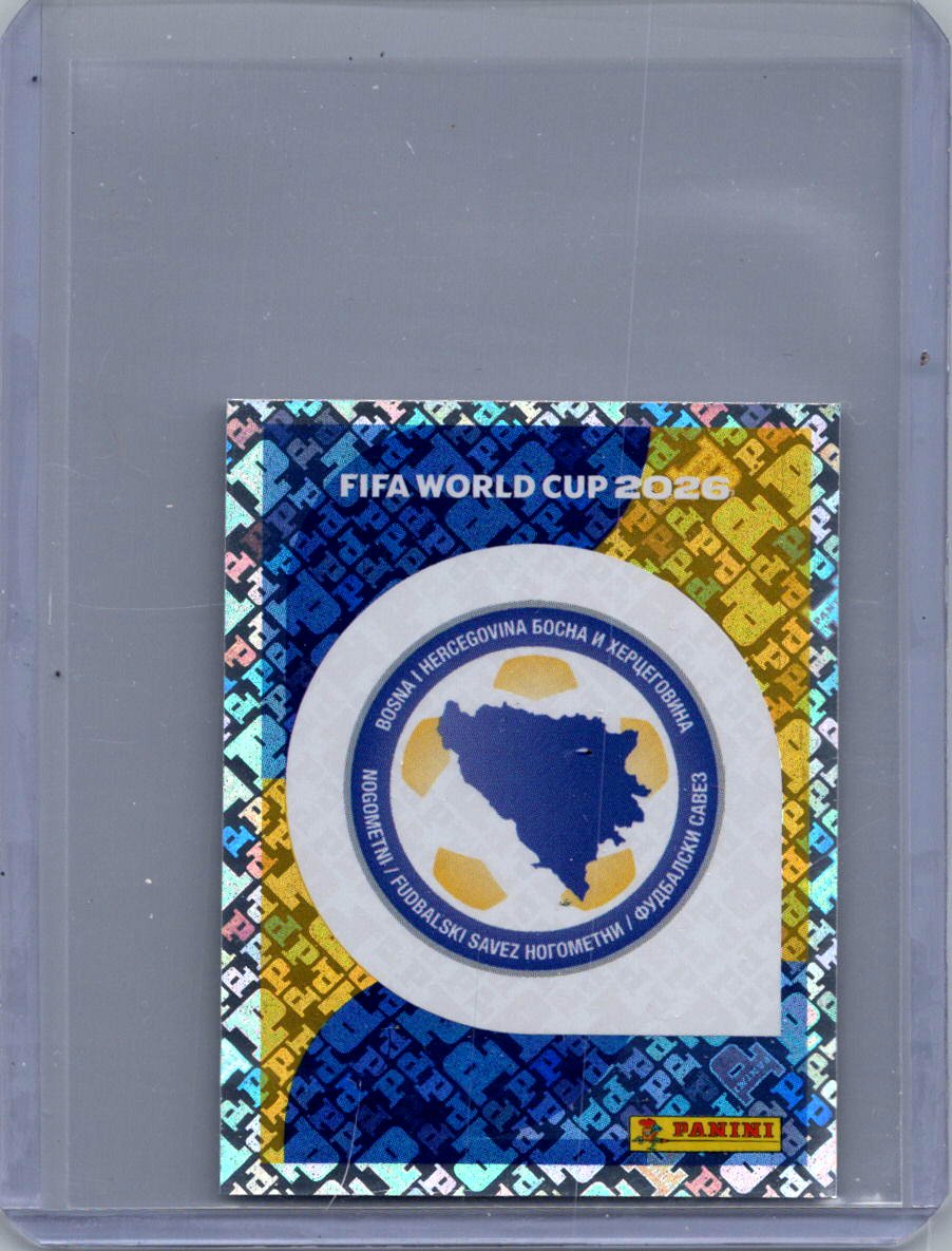 2026 Panini FIFA World Cup Stickers International Edition ("Printed in Italy" Back) Emblem FOIL #BIH1 front