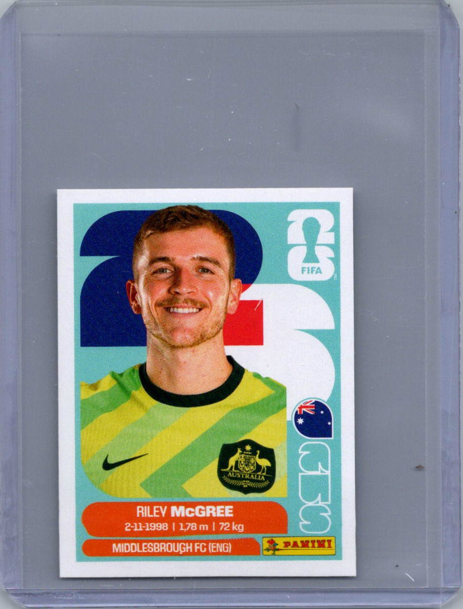 2026 Panini FIFA World Cup Stickers International Edition ("Printed in Italy" Back) Riley McGree #AUS12 front