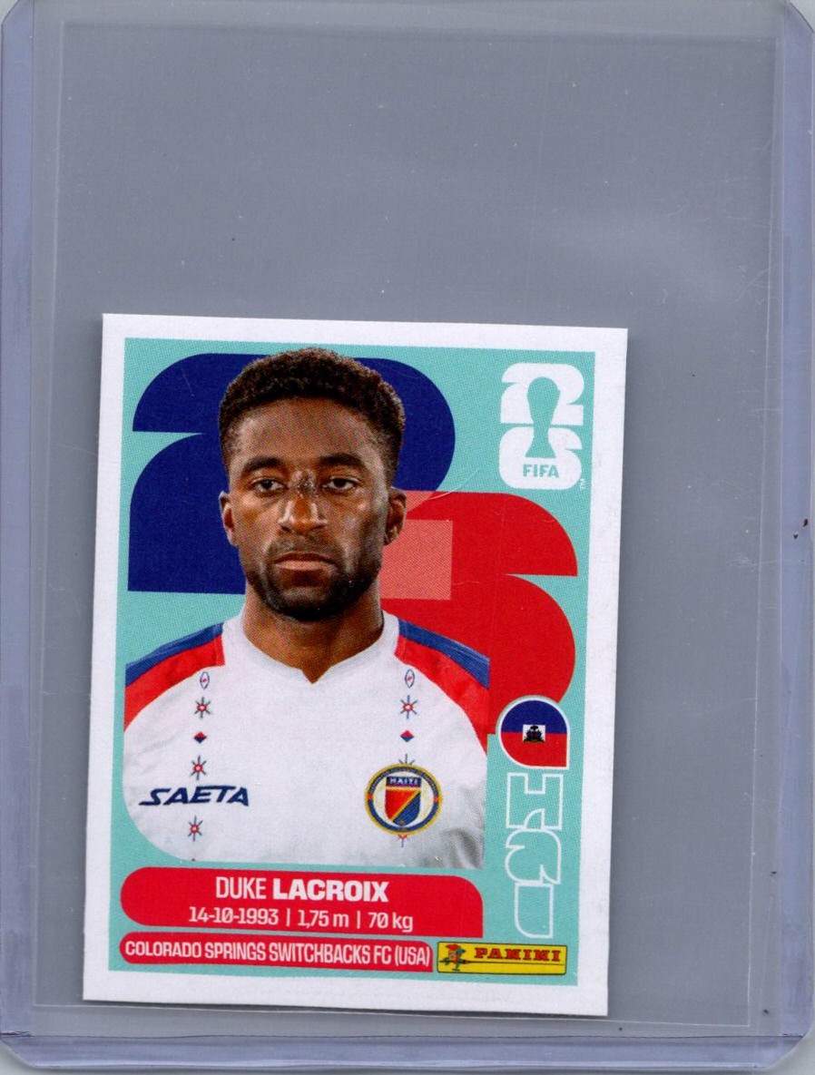 2026 Panini FIFA World Cup Stickers International Edition ("Printed in Italy" Back) Duke Lacroix #HAI7 front