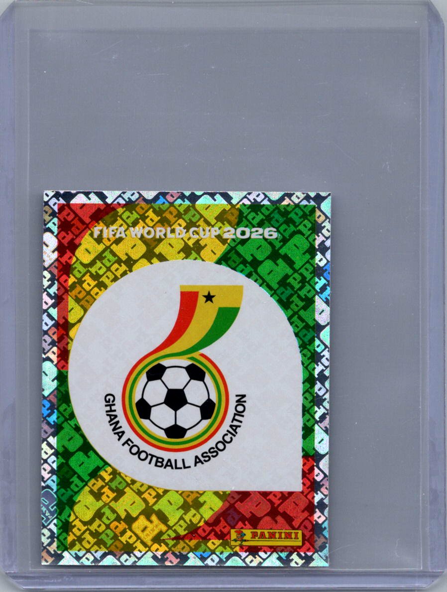 2026 Panini FIFA World Cup Stickers International Edition ("Printed in Italy" Back) Emblem FOIL #GHA1 front