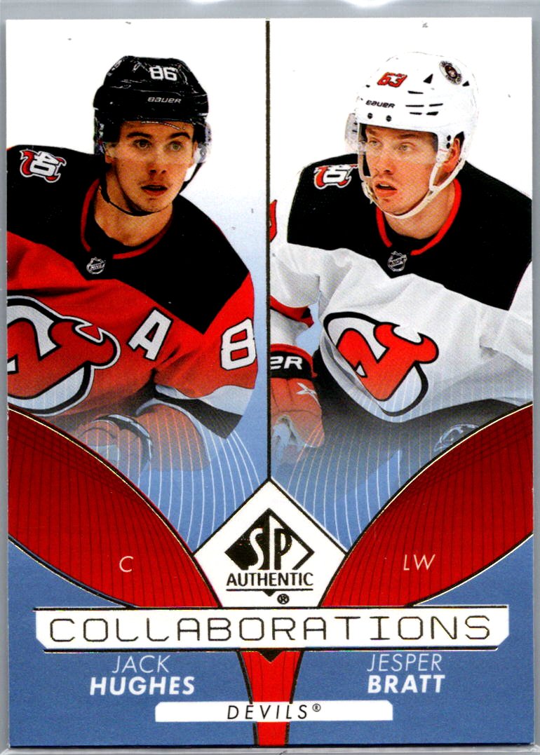 2022-23 SP Authentic - Collaborations Blue Jack Hughes / Jesper Bratt #C-6 front