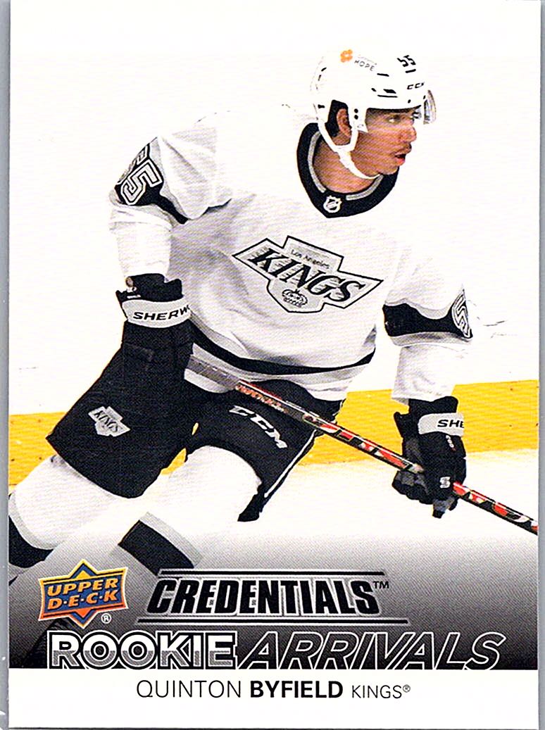 2021-22 Upper Deck Credentials - Rookie Arrivals Quinton Byfield #RA-4 front