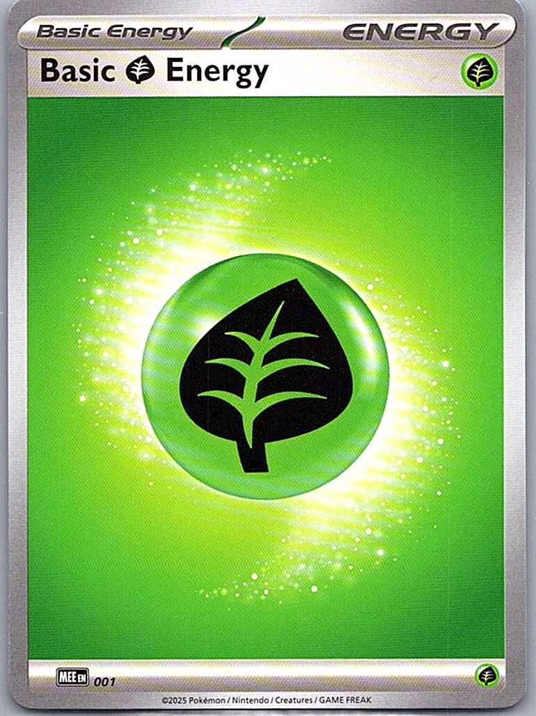 2025 MEE: Mega Evolution Energies Basic Grass Energy #1 Common, Reverse Holo front