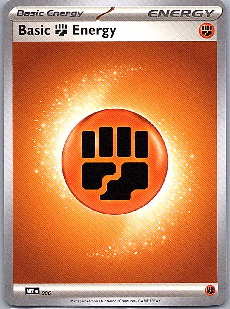 2025 MEE: Mega Evolution Energies Basic Fighting Energy #6 Common, Reverse Holo front