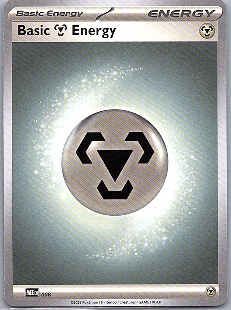 2025 MEE: Mega Evolution Energies Basic Metal Energy #8 Common, Reverse Holo front