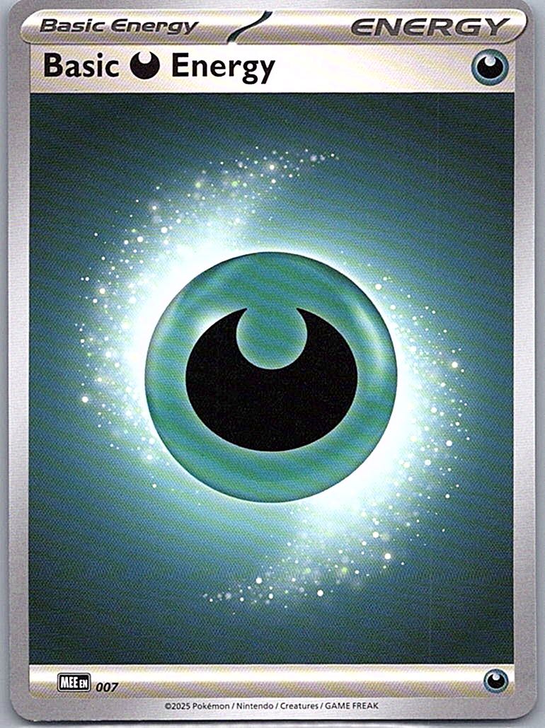 2025 MEE: Mega Evolution Energies Basic Darkness Energy #7 Common, Reverse Holo front