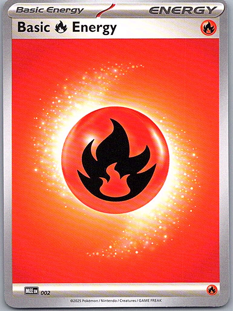 2025 MEE: Mega Evolution Energies Basic Fire Energy #2 Common, Reverse Holo front