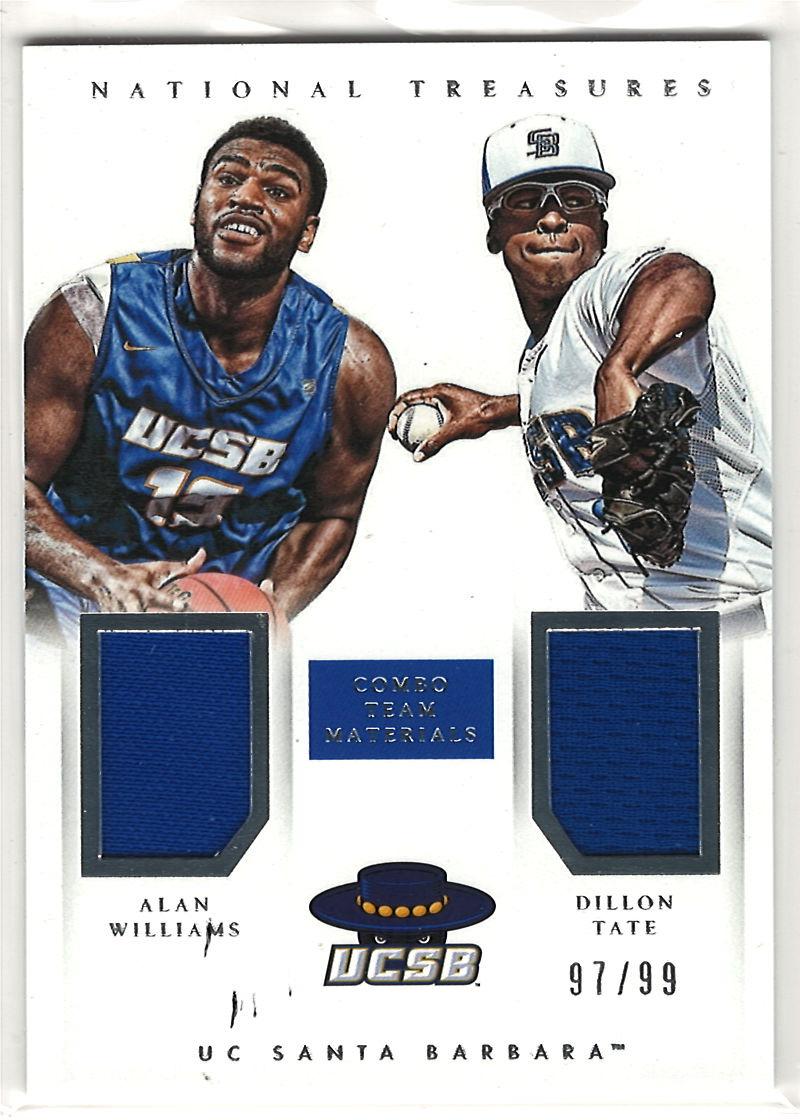 2015 Panini National Treasures Collegiate - Combo Team Materials Alan Williams / Dillon Tate #35 MEM, SN99 front