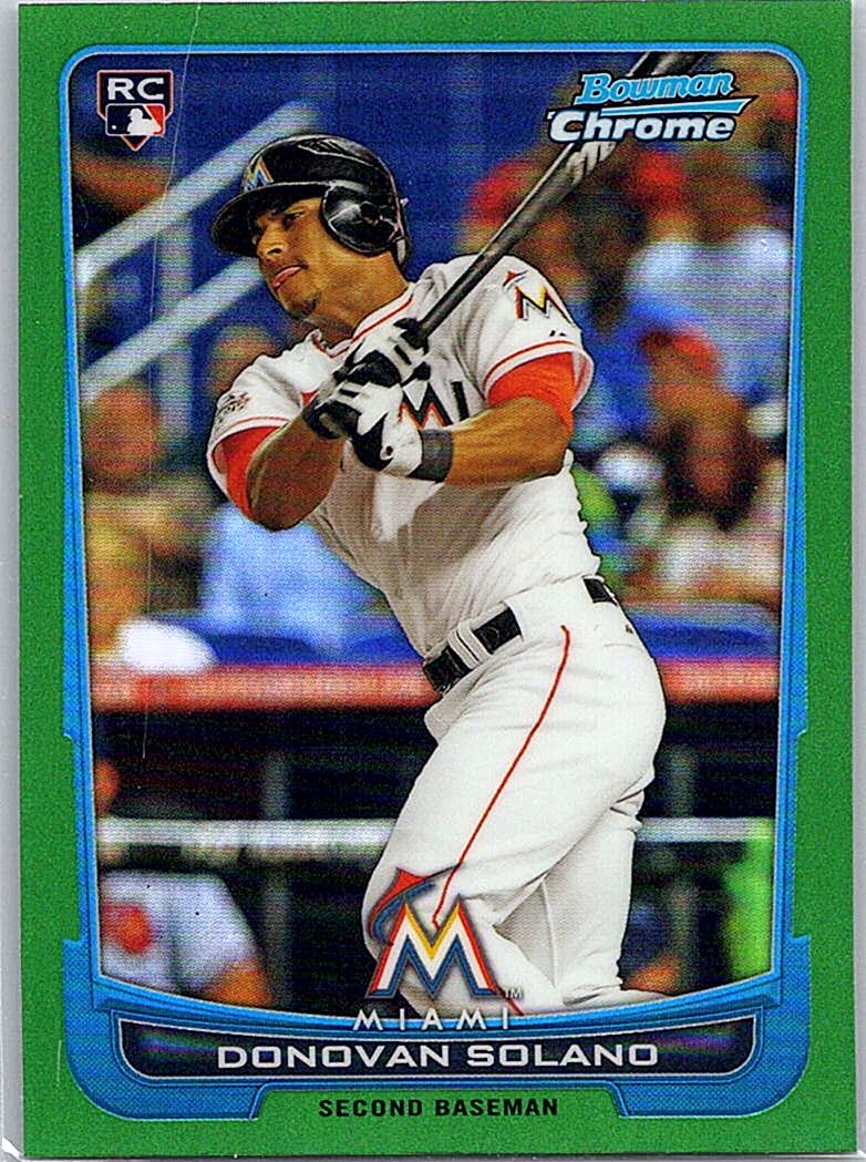 2012 Bowman Chrome - Green Refractors Donovan Solano #148 RC front