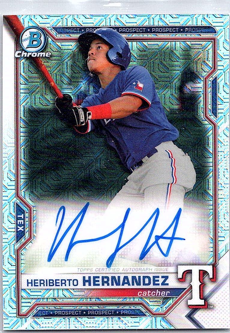 2021 Bowman - Chrome Prospect Autographs Mojo Refractor Heriberto Hernandez #BMA-HH AU front