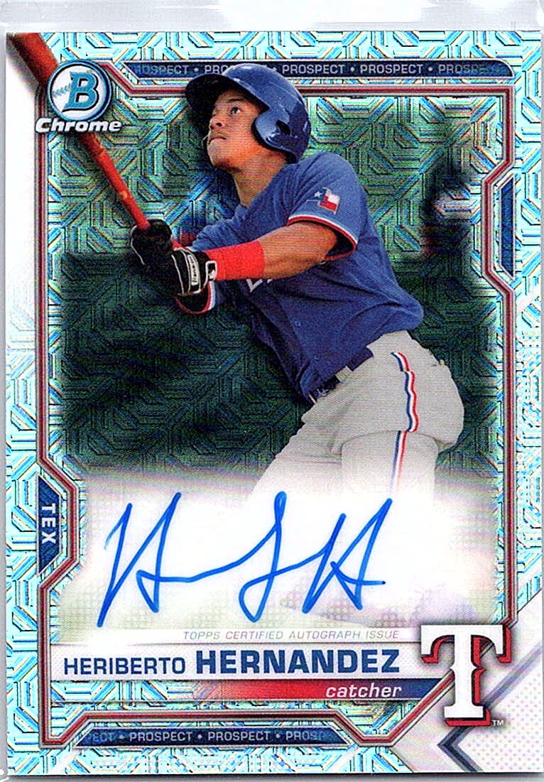 2021 Bowman - Chrome Prospect Autographs Mojo Refractor Heriberto Hernandez #BMA-HH AU front