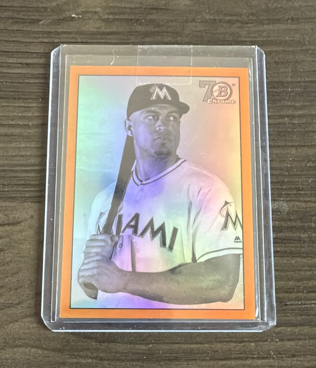 2017 Bowman - 1948 Bowman Chrome Orange Giancarlo Stanton #48B-GS SN25 front
