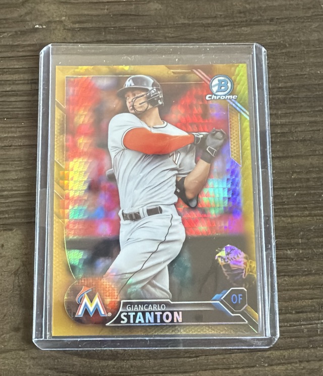 2016 Topps National Sports Collectors Convention Wrapper Redemption - Gold Refractor Giancarlo Stanton #BNR-24 SN50 front