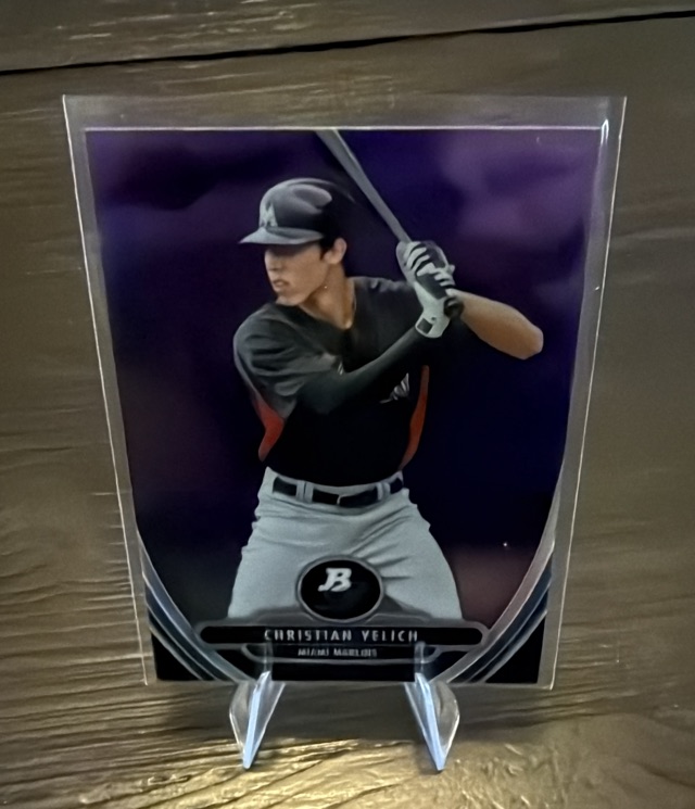 2013 Bowman Platinum - Chrome Prospects Purple Refractors Christian Yelich #BPCP12 front