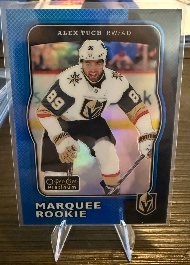2017-18 O-Pee-Chee Platinum - Retro-Blue-Rainbow Alex Tuch #R-85 SN149 front