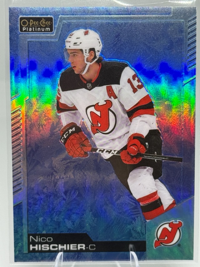 2020-21 O-Pee-Chee Platinum - Arctic-Freeze Nico Hischier #146 SN99 front
