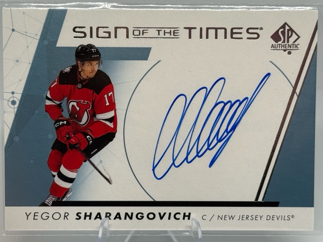 2022-23 SP Authentic - Sign of the Times Yegor Sharangovich #SOTT-YS AU front