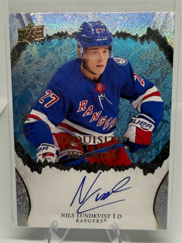 2021-22 Upper Deck Ice - Exquisite Collection Rookie Signatures Nils Lundkvist #R-NL AU, SN99 front