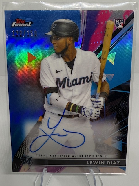 2021 Finest - Finest Autographs Blue Refractor Lewin Diaz #FA-LD AU, SN150 front