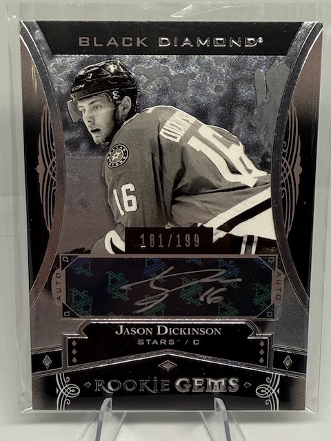 2016-17 Upper Deck Black Diamond - Rookie Gems - Pure Black Signatures Jason Dickinson #RG-JD AU, RC, SN199 front