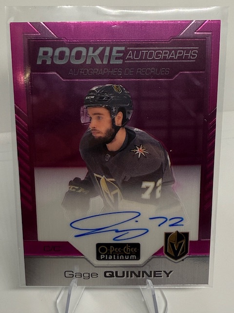 2020-21 O-Pee-Chee Platinum - Rookie-Autographs-Matte-Pink Gage Quinney #R-GQ AU, SN99 front