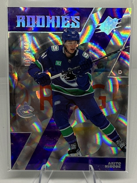 2023-24 SPx - Parallax Purple Akito Hirose #153 RC, SN149 front