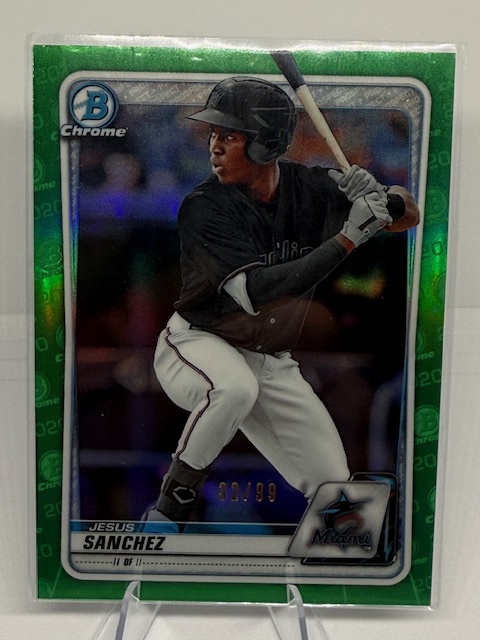 2020 Bowman - Chrome Prospects Green Refractor Jesus Sanchez #BCP-11 SN99 front