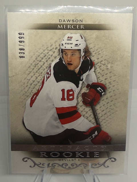 2021-22 Upper Deck Artifacts Dawson Mercer #RED198 RC, SN999 front