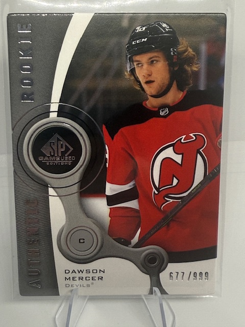 2021-22 SP Game Used - 2005-06 Retro Rookies Dawson Mercer #R-23 SN999 front