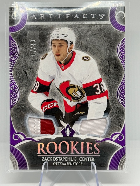 2024-25 Upper Deck Artifacts - Material Purple Zack Ostapchuk #185 MEM, SN49 front