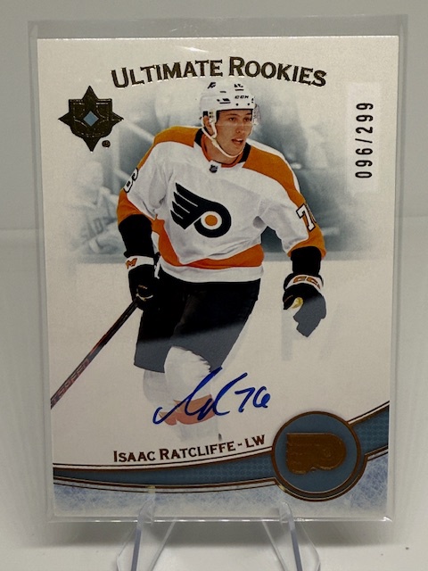 2022-23 Upper Deck Ultimate Collection Isaac Ratcliffe #116 AU, RC, SN299 front