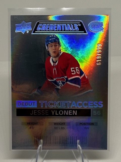 2021-22 Upper Deck Credentials Jesse Ylonen #62 RC, SN999 front
