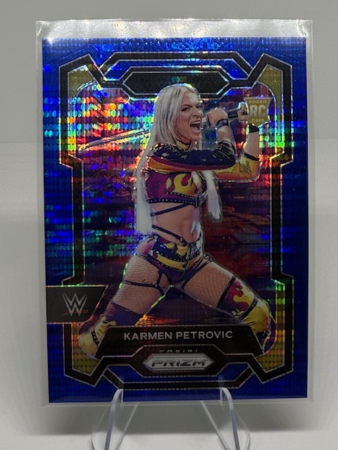 2024 Panini Prizm WWE - Blue Pulsar Prizms Karmen Petrovic #107 SN75 front