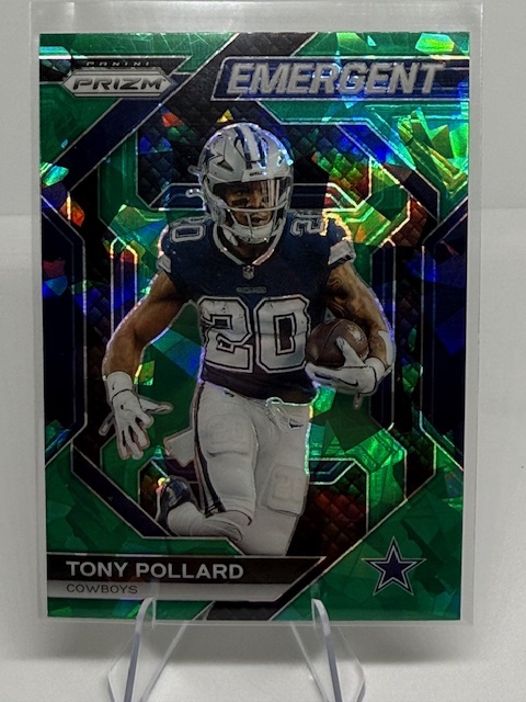 2023 Panini Prizm - Emergent Prizms Green Ice Tony Pollard #H-15 front