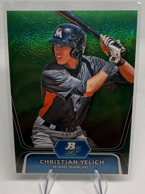 2012 Bowman Platinum - Prospects Green Refractors Christian Yelich #BPP49 SN399 front