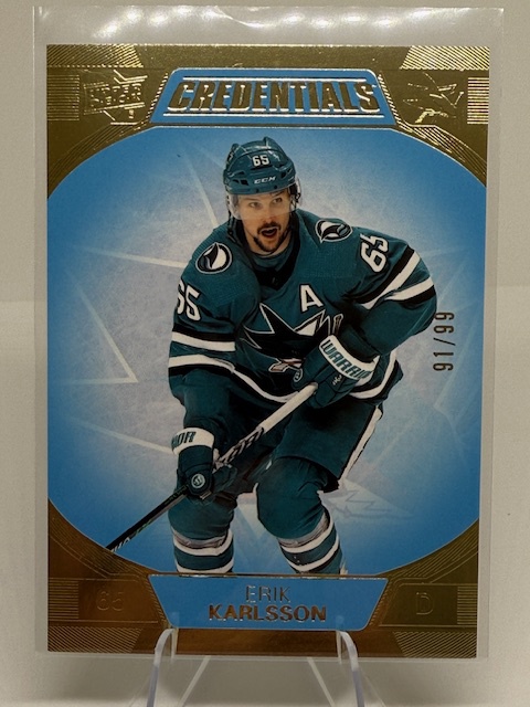 2022-23 Upper Deck Credentials - Blue Erik Karlsson #69 SN99 front