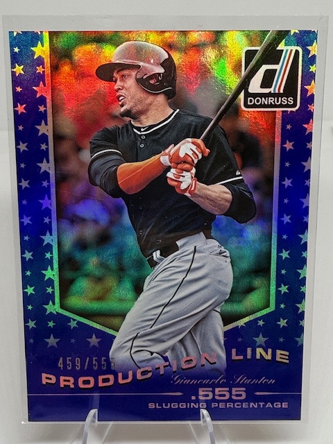 2015 Donruss - Production Line Blue Giancarlo Stanton #2 SN555 front