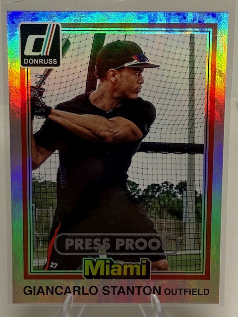 2015 Donruss - Inaugural 1981 Edition Press Proof Platinum Giancarlo Stanton #208 SN199 front